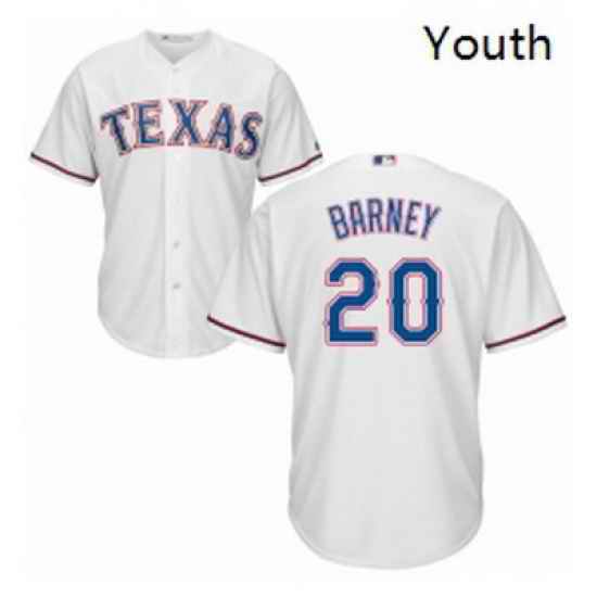 Youth Majestic Texas Rangers 20 Darwin Barney Replica White Home Cool Base MLB Jersey